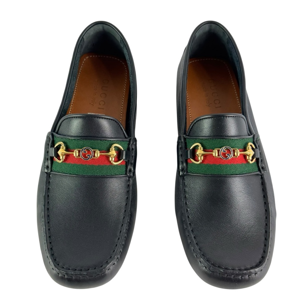 GUCCI 624698 Black Leather Horsebit Men's Moccasin Loafers 6 - 6.5US - Picture 3 of 11